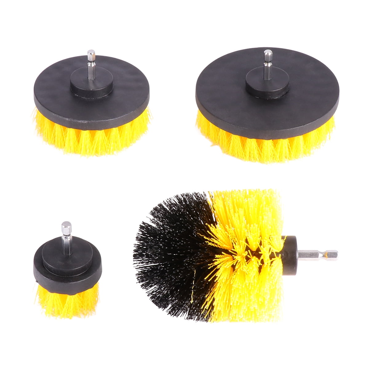 NUOLUX 1 Set of 4pcs Electric Drill Brush Kit Round Scrubber Cleaning