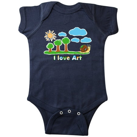 

Inktastic Painting Snail I Love Art Clouds Sun and Tree Gift Baby Boy or Baby Girl Bodysuit