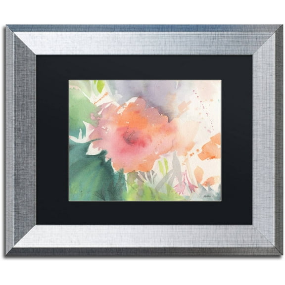 Trademark Fine Art "Coral Blossom" Canvas Art by Sheila Golden, Black Matte, Silver Frame