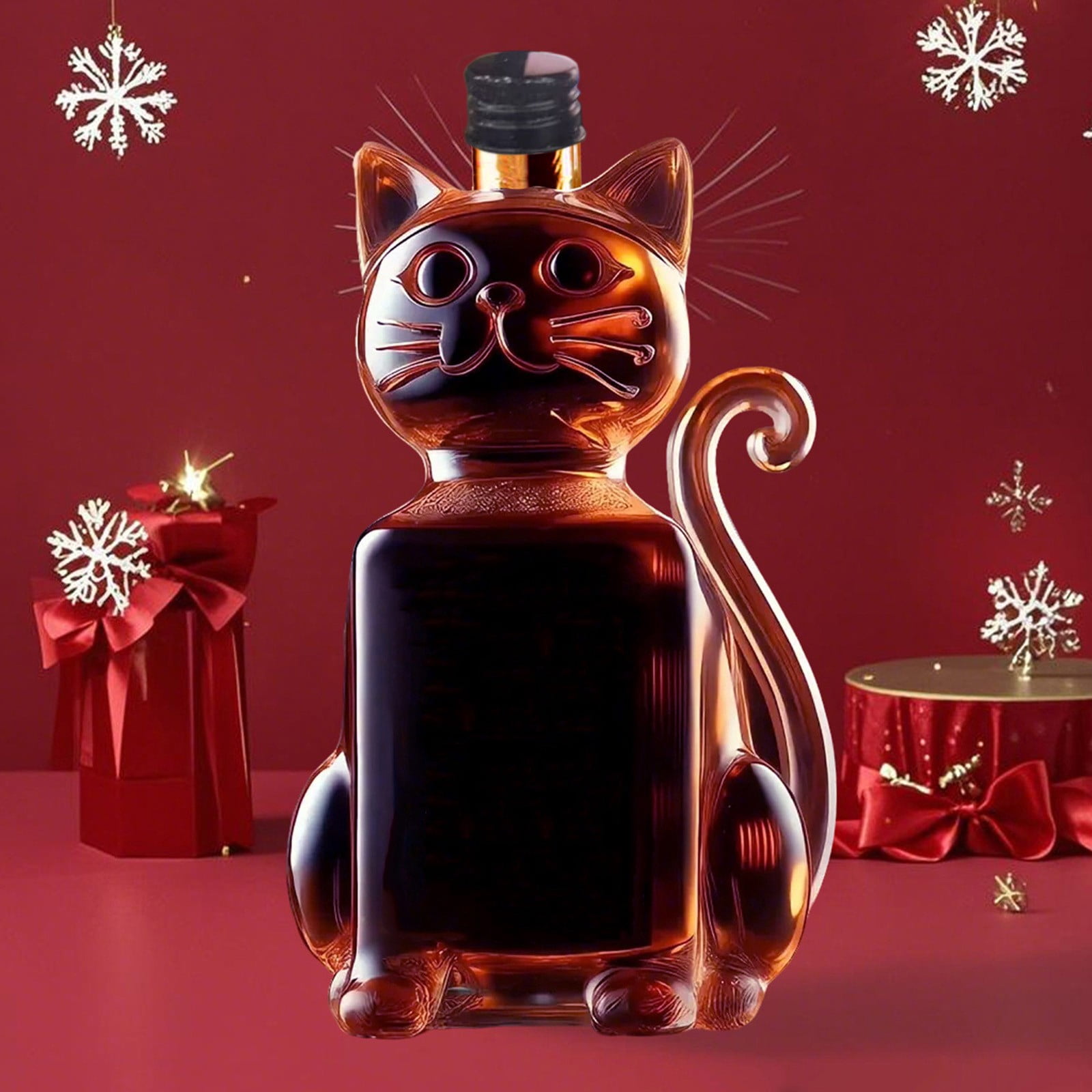 Cagogo under $5 Glass Whiskey Bottle, 300ml Kitty Whiskey Glass