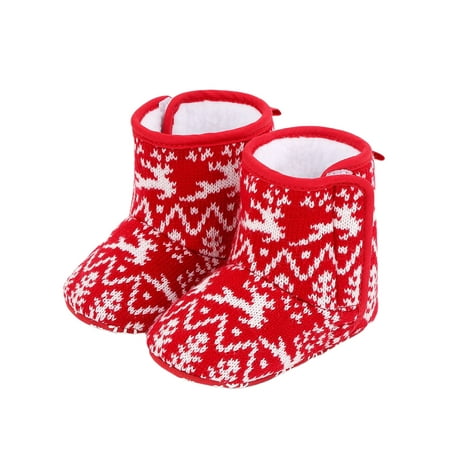 

Pudcoco Baby Christmas Boots Snowflake Santa Design Winter Warm Anti-Slip Booties