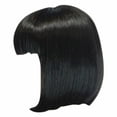 thumbnail image 2 of Adapan Wigs, Wigs for Women Women'S Wig Black Fiber High Temperature African False Head Cover Human Hair Wig Glueless Lace Front Human Straight Hair, Straight Bob Wig, Black, 2 of 6
