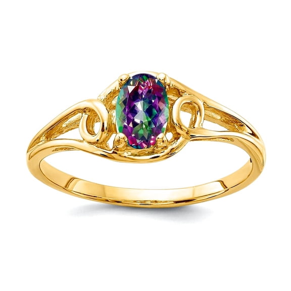 14k Solid Yellow Gold Polished 6x4mm Oval Fire Topaz Ring Size 6 Ring for Women - 1.7 Grams .58 cwt