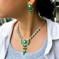 thumbnail image 3 of Cubic Zircon Flower Leaf Dangle Necklace Earrings Set White Gold Plated Jewelry, 3 of 9