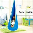 thumbnail image 2 of Nueva silla colgante para niños, columpio portátil de tela de paracaídas, modelo de patio interior con cojín inflable, silla colgante, azul, 2 of 5