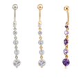 thumbnail image 2 of keepw Round Zircon Dangle Navel Belly Button Rings Stainless Pendant Umbilical Studs Jewelry gold+multicolor, 2 of 8