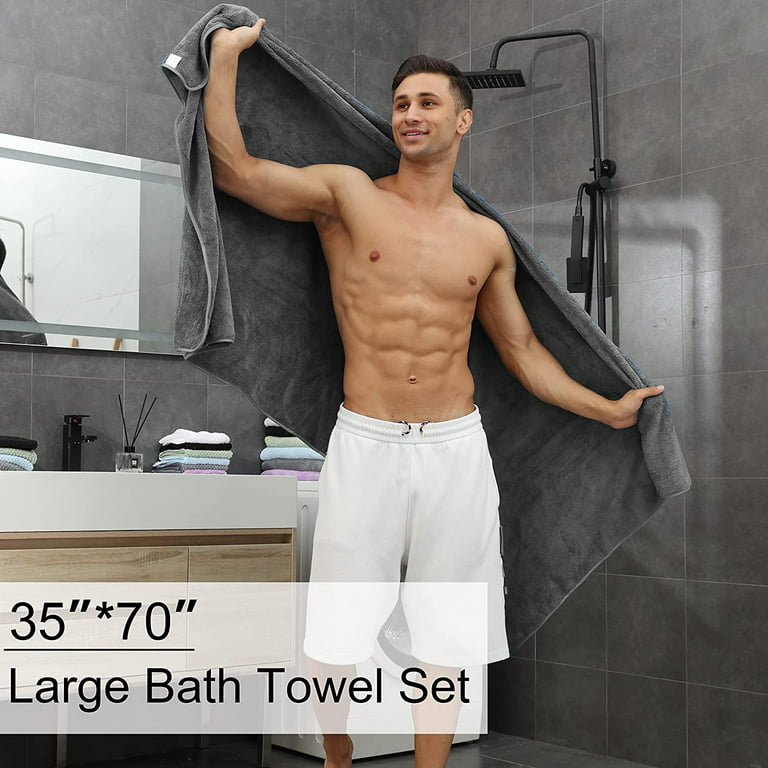 Green Essen 4 Pack Oversized Bath Towel Sets 700 GSM Soft Shower Towels 35  x 70 Inches Quick Dry Bath Sheets Highly Absorbent Bath Towel Clearance for  Bathroom Spa Hotel Gym(Dark Grey) 