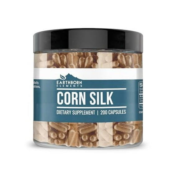 Earthborn Elements Corn Silk Extract 200 Capsules, Pure & Undiluted, No Additives