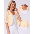 thumbnail image 2 of DARING DIVA Women's Lace Shrug Ruffle Cardigan Open Front Half Sleeve Bolero XL Apricot, 2 of 6