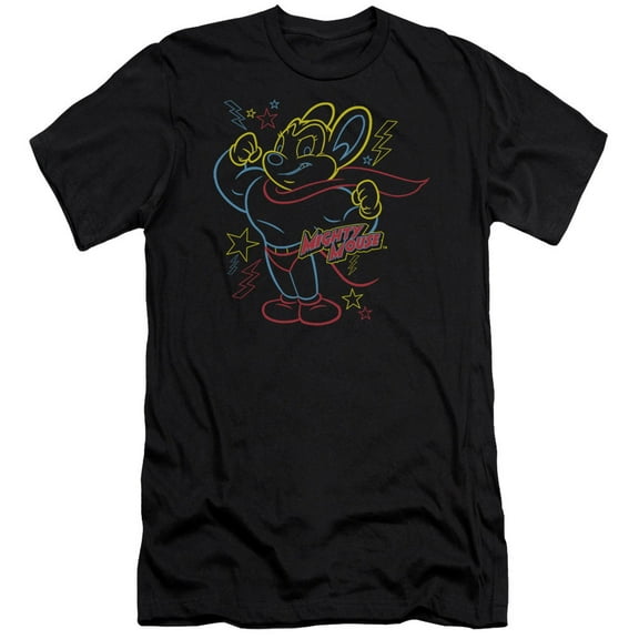 Mighty Mouse Neon Hero Adult 30/1 T-Shirt Black