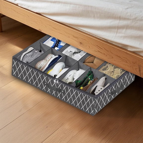 Under Bed Shoe Storage Organizer for 24 Pairs Transparent Cover Space Saving Home Textile Storage Solution Durable Bedding Cabinet