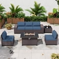 thumbnail image 4 of ALAULM 7-Piece Patio Conversation Set with Propane Fire Pit Table, Navy Blue, 4 of 8