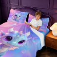 thumbnail image 3 of Manfei Cute Dragon Animals Queen Sheets,Kawaii Wildlife Queen Sheet Sets,Purple Blue,4 Pieces,1 Flat Sheet,1 Fitted Sheet and 2 Pillowcases, 3 of 6