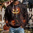 thumbnail image 2 of Leidass Halloween Hoodie for Men Funny Pumpkin Face Hooded Sweatshirts Scary Skull Long SLeeve Tops Holiday Costumes Ginger M, 2 of 5