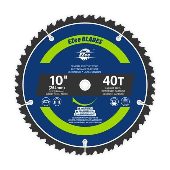 EZee Circular Saw Blades 10 Inch 40 Tooth,Table Saw Blade,ATB,TCT(Tungsten Carbide Tips) Miter Saw Blade for Wood Cutting, Thin kerf, 10" Woodworking Table Saw Blades CS10-40TF