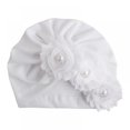 thumbnail image 1 of Soft Cute Newborn Baby Flower Pearl Design Girls Boys Caps Infant Hat Turban Elastic Cap, 1 of 4