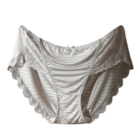 Mairbeon Women Panties Mid Waist Lace Bow Decor Plus Size Solid Color Tummy Control Butt-lifted Soft Stretchy Quick Dry Anti-septic Lady Underpants Briefs