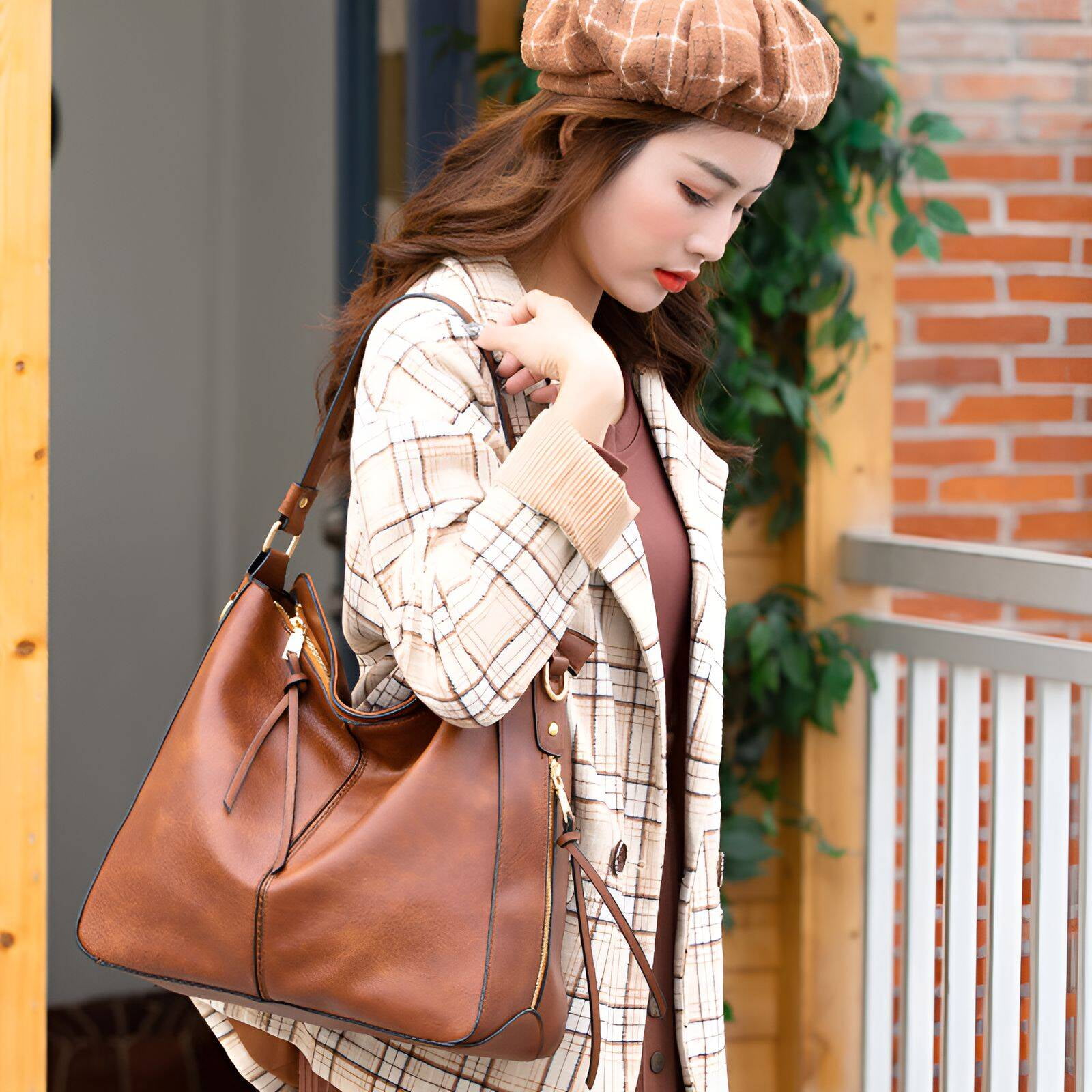 TELOLY Work Bags for Women,Adjustable Shoulder Strap Work Bag,Multiple Carry Styles Work Tote Bag,Brown