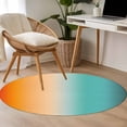 thumbnail image 4 of Orange Teal Ombre Round Area Rug 3.3Ft Washable Circle Rugs for Dining Room Table, Abstract Gradient Minimalist Modern Non-Slip Carpet Floor Mats Indoor Outdoor Carpet Runner Aesthetic Home Decor, 4 of 8