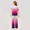 thumbnail image 4 of Abcomgle Lounge Sets for Girls 7-8 Girls Two Piece Outfits Gradient Short Sleeve T Shirts and Wide Leg Pants Set Cute Trendy Girls Sweatsuit,13-14 Years, 4 of 4
