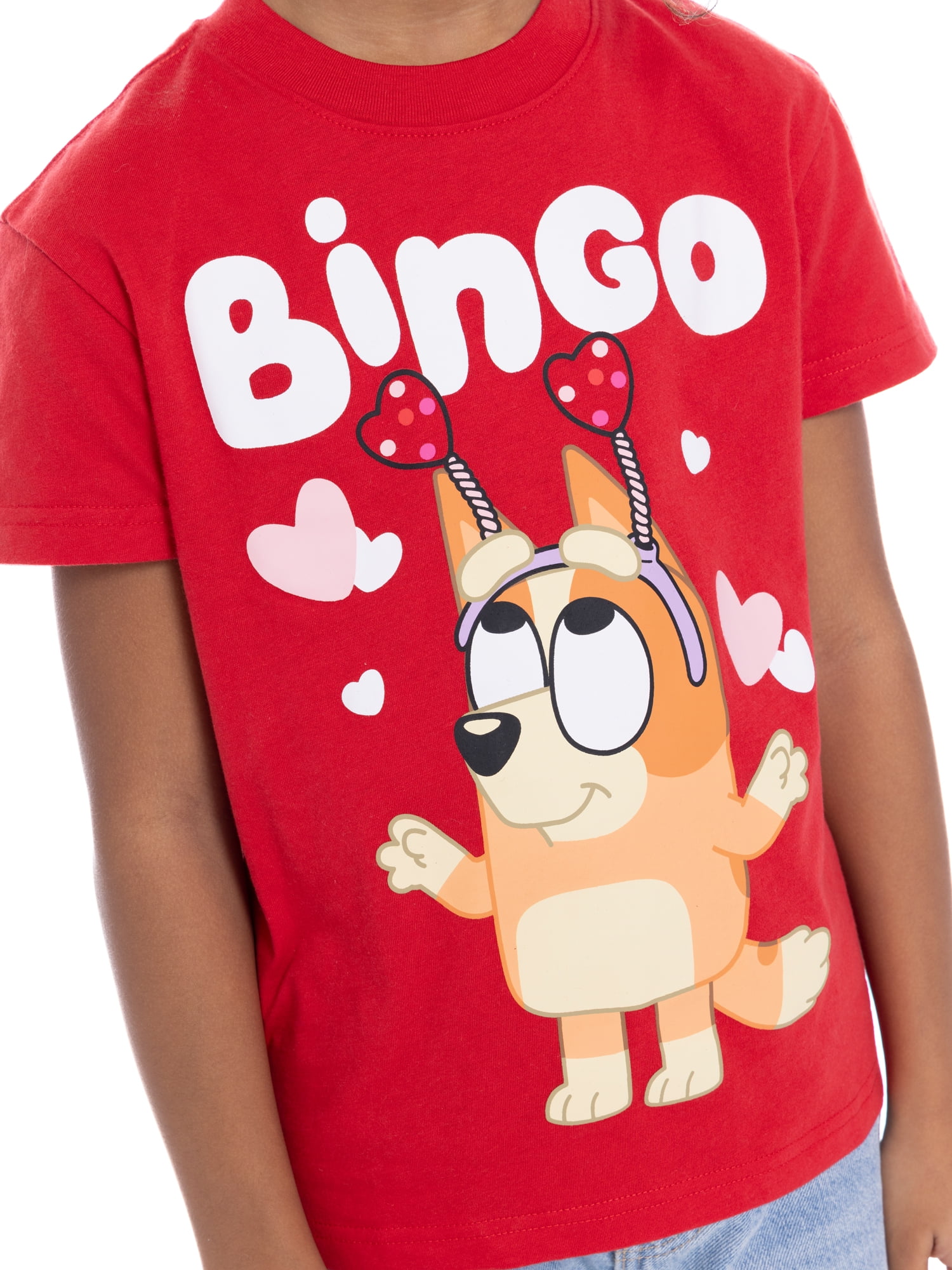 Bluey Bingo Kids Family Valentine's Day Short Sleeve T-Shirt, Sizes 4-16