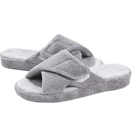 

Fashion Fuzzy Indoor Slippers For Women New Adjustable Terry Cloth Arch Support Slippers Four Season Open Toe House Shoe