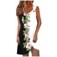 thumbnail image 2 of Ovzne Robes d'Été pour Femmes 2025 Robe Femme Printemps et Été Vacances Bouton Col en V Robe à Bretelles Robe de Printemps Imprimée Liquidation, 2 of 5