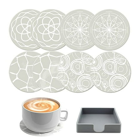 

Geieold 8Pcs Beverage Non-Slip Coasters Soft Silicone Coasters with Organizer Stand Desk Protection and Prevent Furniture Damage