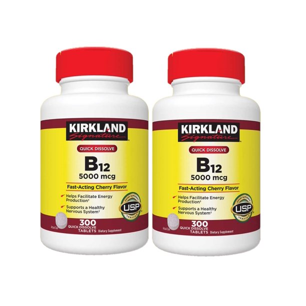 2 PACK KS Quick Dissolve B12 5000 mcg., 300 Tablets