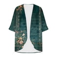 thumbnail image 4 of NTACZA Floral Summer Cardigans for Women Lightweight 3/4 Sleeve Flowy Open Front Boho Kimono Coverups Beachwear Relaxed Green, 4 of 5