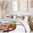 thumbnail image 6 of Ambesonne Cartoon Duvet Cover Set, Monkey with Banana Tree, 2-Calking, Chocolate White, 6 of 7