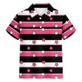 thumbnail image 4 of YMNXA Kids Boys Polo Shirt Short Sleeve Lapel Striped Print Soft Comfortable Breathable Tee Top For Casual Daily Wear,Hot Pink,7-8 Years, 4 of 4
