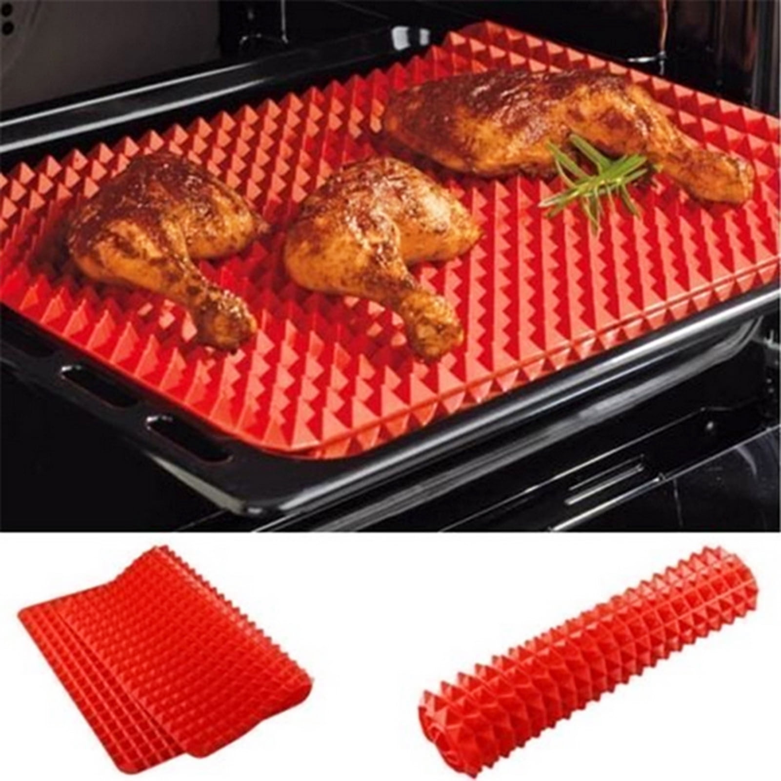 Silicone Cooking Mat Microwave Pyramid Baking Mat Fat Reducing Heat  Resistant Sheet With Grid For Pizza