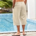 thumbnail image 4 of GLESTORE Mens Capri Pants Elastic Waist Mens Beach Pants with Pocket Summer Casual Khaki XL, 4 of 4