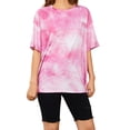 thumbnail image 1 of Lovito Korean Style Oversized T-Shirt for Women Fashion Tie Dye Loose Round Neck Tops Plus Size Short Sleeve Blouse Summer Comfortable Vintage Large Tee, 1 of 5
