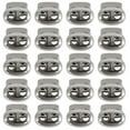 thumbnail image 7 of 20pcs Plastic Spring Cord Locks Rope Fastener Double Holes Toggle Stoppers Sliders for Backpack Shoelaces, Silver Tone, 7 of 7