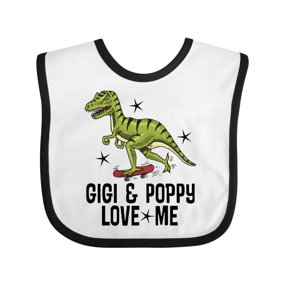 Inktastic Gigi and Poppy Love Me Dinosaur Boys Baby Bib