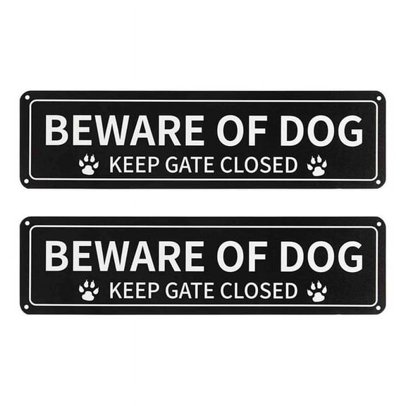 2 Pack Beware of Dog Sign, 12X3 Inch Rust Free .040 Aluminum Metal Sign, Reflective, Fade Resistant, UV Protected