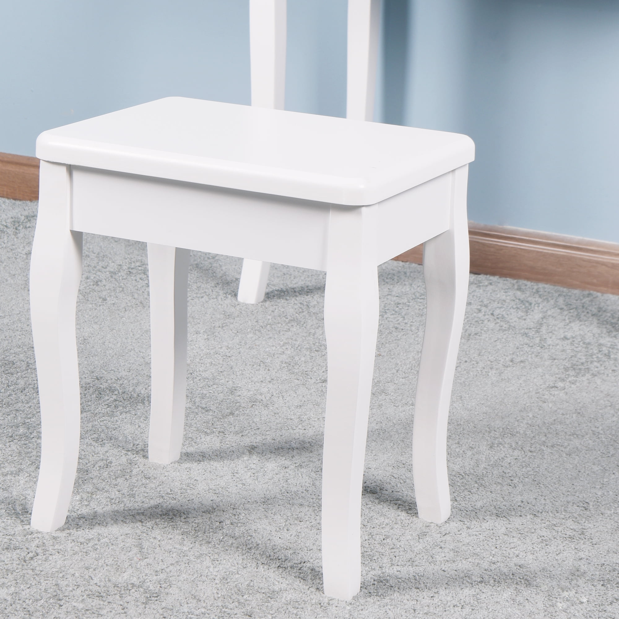 Resenkos Makeup Vanity with Mirror, Mid-Century Dressing Table for Writing Study Bedroom, White Resenkos Makeup Vanity with Mirror, Mid-Century Dressing Table for Writing Study Bedroom, White