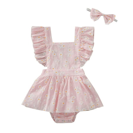 

Girls Bodysuits Ruffle Trim Floral Printed Kids Children Loose Fashion Outwear Leisure Spring Summer Rompers Jumpsuits