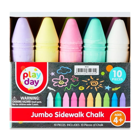 Play Day Jumbo 10 Count Multicolor Sidewalk Chalk