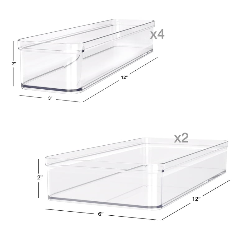 Mainstays 6-Piece Clear Plastic Drawer Organizer, Stackable Bins photo 5