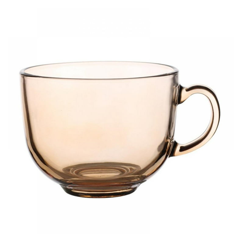 DESTALYA Coffee Mugs with Handles and Saucers Set, Clear Glass 13.52 Oz  Handled