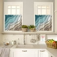 thumbnail image 4 of Teal Brown Ombre Kitchen Curtains Set Short Half Curtains 36 Inches Length, Turquoise Tier Curtains and Valance Set Modern Geometric Aesthetic Curtain Window Treatment Draperies for Cafe Bathroom, 4 of 5