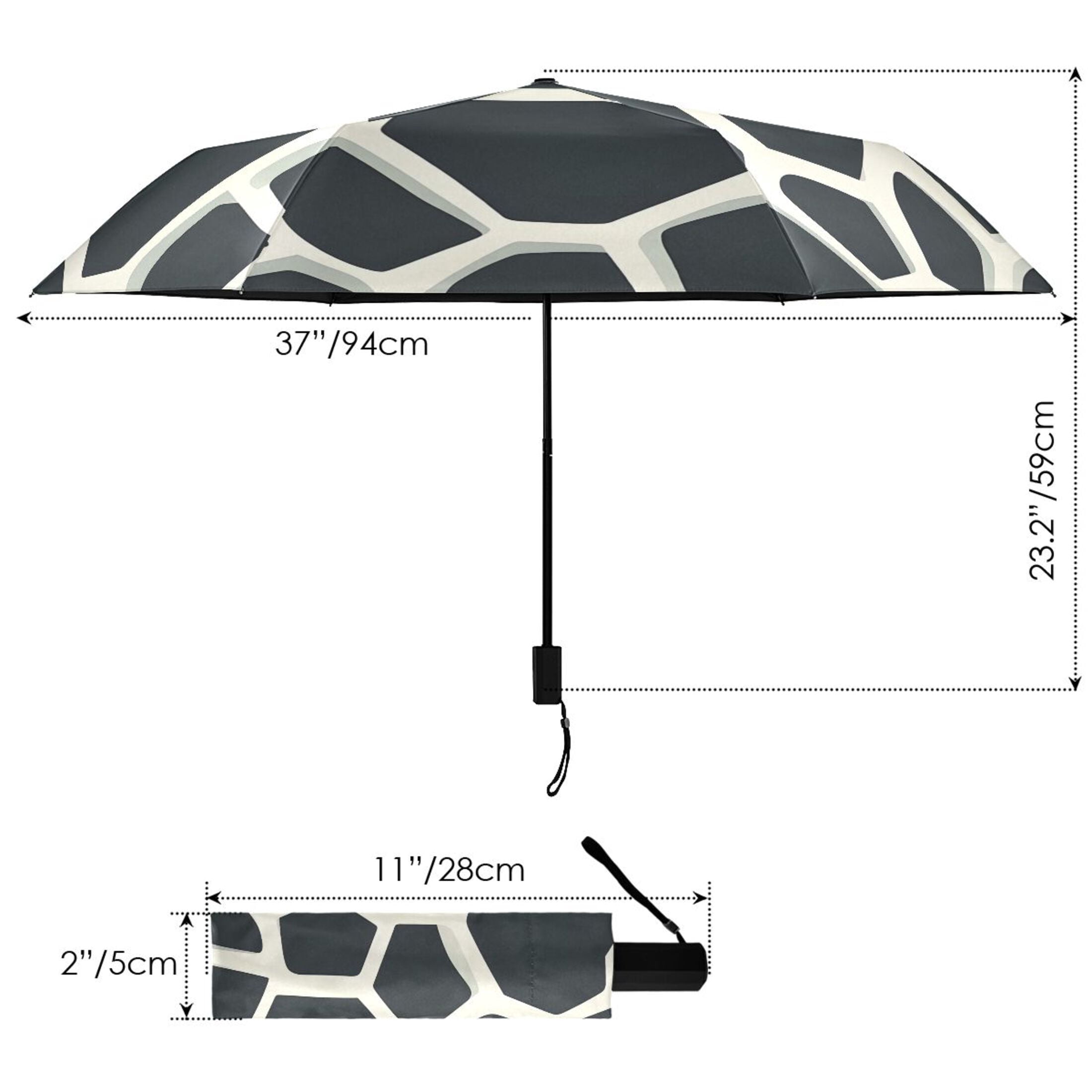 ALAZA Cow Print UPF 50+ Compact Folding Umbrella for Rain Travel Umbrella Packable