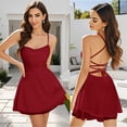 thumbnail image 2 of Women’s A-Line Mini Babydoll Dress – Spaghetti Strap Cowl Neck Ruffle Hem (2025 Partywear Essential), 2 of 9