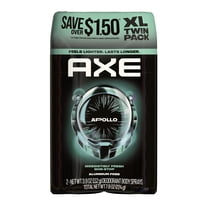 AXE Body Spray 48 Hour All Over Fresh Apollo Aluminum Free, 3.9 oz Twin