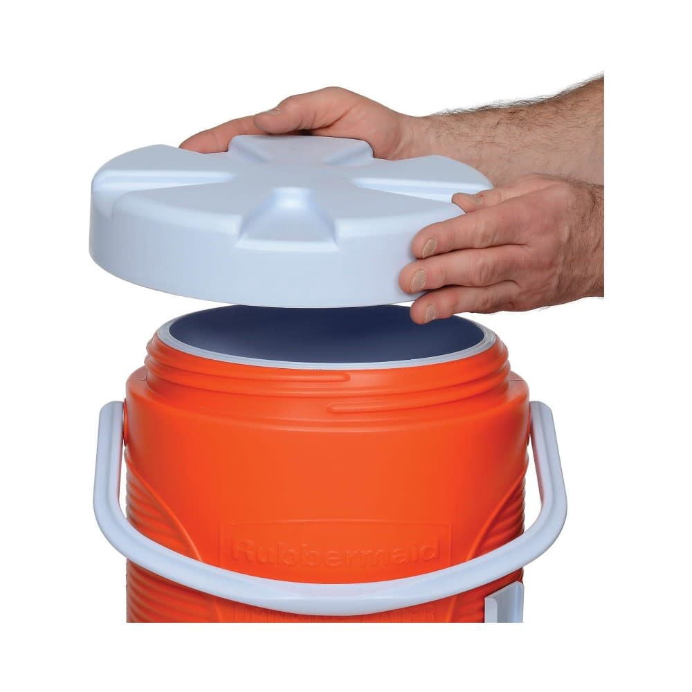 Rubbermaid Commercial Insulated Beverage Container, 3gal, 11" dia x 16 7/10h, Orange/White