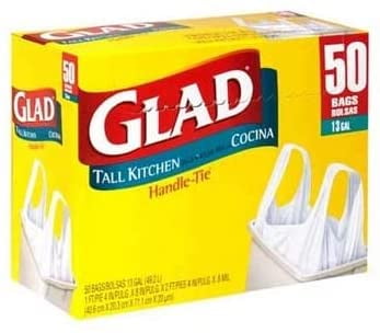 Glad Tall Kitchen Handle-Tie Trash Bags 13 Gallon Pack of 4 White 50 ea 