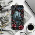 thumbnail image 5 of Gothic Castle Rose iPhone Case, Dark Fantasy Aesthetic Protective Cover, Haunted Fairytale Phone Case with Red Roses for iPhone 16 15 14 13 12 11 Pro Max Plus Mini, 5 of 6